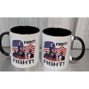 Donald Trump Shot 2024 - Fight, Fight , Fight‎ 11oz Black Coffee Mugs Set Of 2
